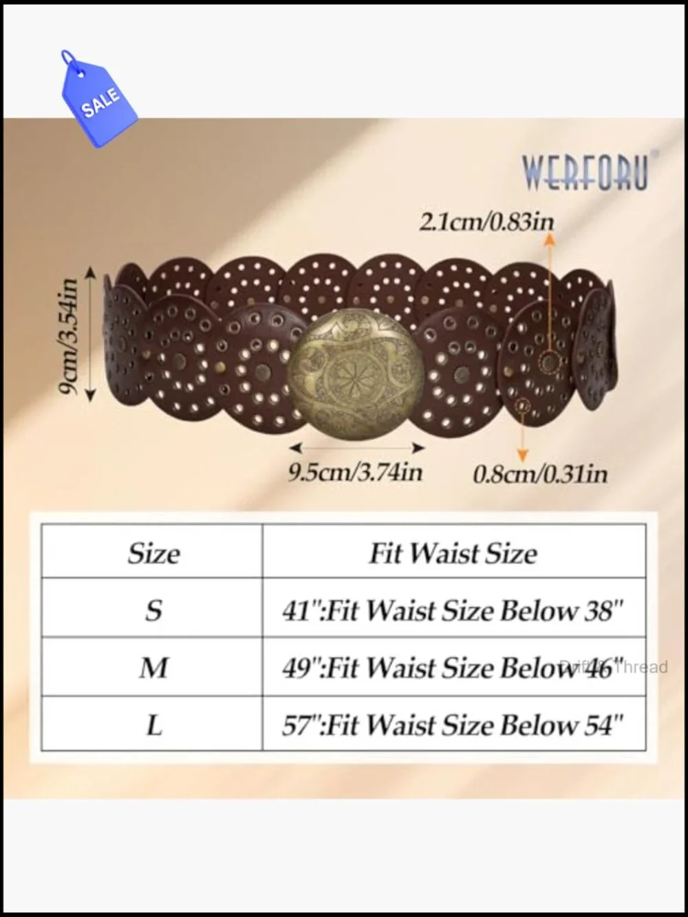 Vintage Boho Western Disc Belt for Women - Faux Leather Waist Belt